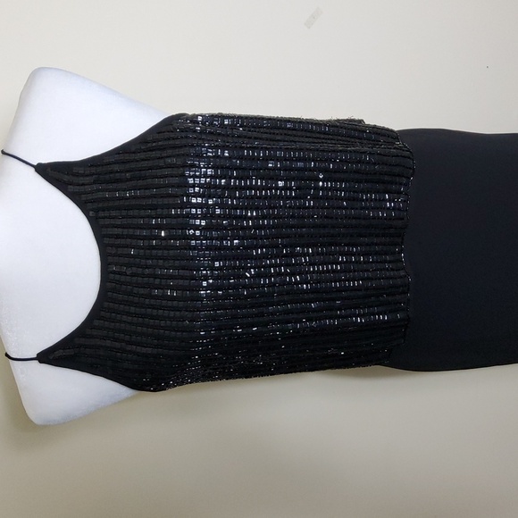 AIDAN MATTOX Black Beaded Bodice Sleeveless Formal Gown Size 6 - Picture 2 of 7